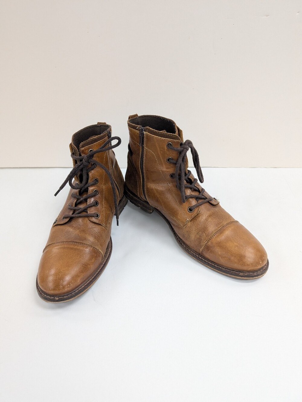 Bullboxer Kelden Mens 11 Leather Ankle Boots Zip Cap Toe Brown Portugal 44